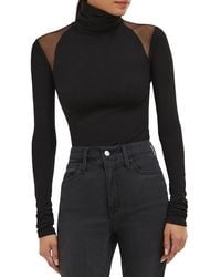 MARCELLA - Maria Mesh Panel Jersey Turtleneck Top - Lyst