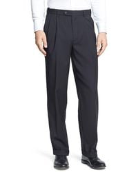 Berle - Self Sizer Waist Plain Weave Pleated Washable Trousers - Lyst