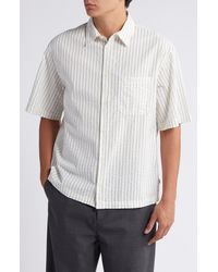 Wax London - Kew Stripe Short Sleeve Seersucker Button-up Shirt - Lyst
