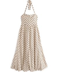 Next - Spotty Halter Neck Linen Blend Fit & Flare Dress - Lyst