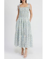 En Saison - Egret Floral Cotton Maxi Dress - Lyst
