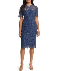 Eliza J - Embroidered Lace Overlay Cocktail Dress - Lyst