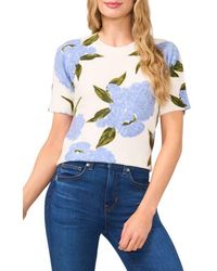 Cece - Hydrangea Print Short Sleeve Sweater - Lyst