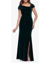 Xscape Evenings - Asymmetric Neck Cap Sleeve Stretch Velvet Gown - Lyst