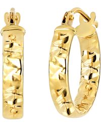Bony Levy - 14k Gold Oval Diamond Cut Hoop Earrings - Lyst
