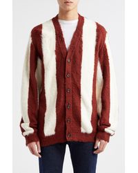Beams Plus - shaggy Stripe Cotton V-neck Cardigan - Lyst