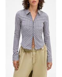 BDG - Hailey Stripe Zip-Up Shirt - Lyst