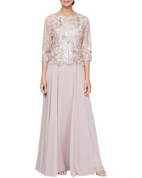 Alex Evenings - Sequin Embroidered Lace Mock Two-Piece Gown With Jacket - Lyst