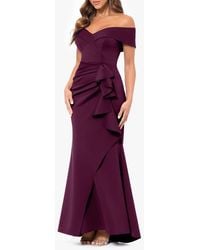 Xscape Evenings - Off The Shoulder Ruffle Scuba Crepe Gown - Lyst