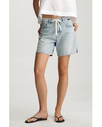 Mavi - Nella Drawstring Mid Thigh Denim Shorts - Lyst