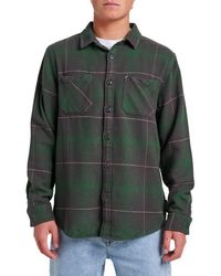 Quiksilver - Dna Plaid Cotton Flannel Button-Up Overshirt - Lyst