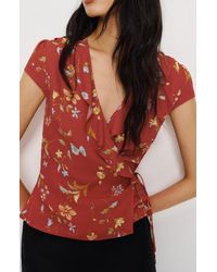 Reformation - Clemence Print Wrap Top - Lyst