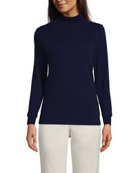 Lands' End - Relaxed Cotton Long Sleeve Mock Turtleneck - Lyst
