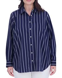 Foxcroft - Stripe Button-up Boyfriend Shirt - Lyst