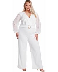 Quiz - Plus Size Chiffon Wrap Buckle Jumpsuit - Lyst
