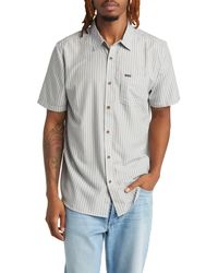 Volcom - Barstone Classic Fit Stripe Short Sleeve Button-up Shirt - Lyst