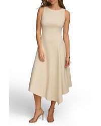 Donna Karan - Asymmetric Sleeveless Fit & Flare Dress - Lyst