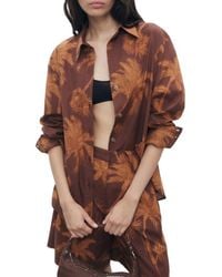 Mango - Palm Print Cotton Button-Up Shirt - Lyst