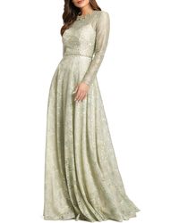 Mac Duggal - Embellished Floral Long Sleeve Lace Gown - Lyst