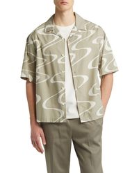 FRAME - Abstract Wave Print Short Sleeve Button-up Camp Shirt - Lyst