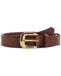 Mango - Croc Embossed Faux Leather Belt - Lyst