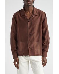 Bode - Heartwood Long Sleeve Cotton & Silk Camp Shirt - Lyst