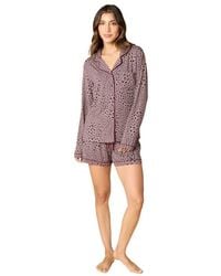 Softies - Aria Slim Notch Collar Long Sleeve Short Set - Lyst