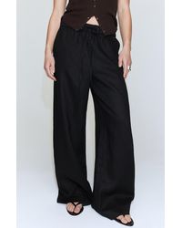 Mango - Wide Leg Button Detail Linen Pants - Lyst