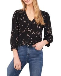 Cece - Floral Ruffle Button-Up Top - Lyst