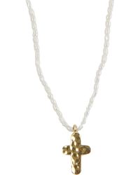 Argento Vivo Sterling Silver - Freshwater Pearl Cross Pendant Necklace - Lyst