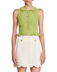 Sandro - Lina Ruffle Sleeveless Crop Sweater - Lyst