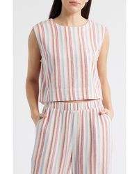 Cloth & Stone - Boxy Back Button Linen Blend Top - Lyst