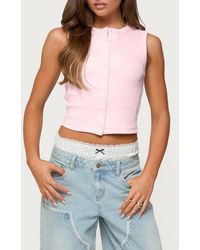 Edikted - Basel Front Button Rib Crop Top - Lyst