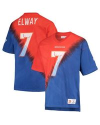 Mitchell & Ness - John Elway/Royal Denver Broncos Retired Player Name & Number Diagonal Tie-Dye V-Neck T-Shirt - Lyst