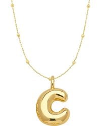 Emma Rae - 14K Plated Bubble Initial Pendant Necklace - Lyst