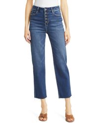 Hidden Jeans - Tracey Exposed Button High Waist Ankle Straight Leg Jeans - Lyst