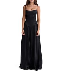 House Of Cb - Anabella Lace-up Satin Gown - Lyst