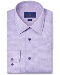 David Donahue - Trim Fit Micro Geometric Print Dress Shirt - Lyst