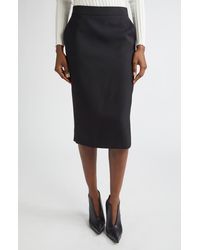 McQueen - Back Button Wool Gabardine Pencil Skirt - Lyst