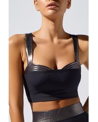 Heroine Sport - Lina Metallic Trim Longline Sports Bra - Lyst