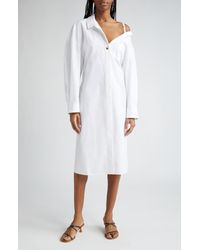 Jacquemus - La Robe Chemise Long Sleeve Asymmetric Cotton Poplin Shirtdress - Lyst