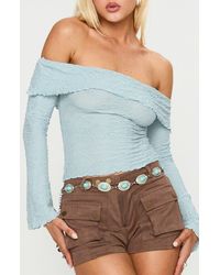 Princess Polly - Back With Love Textured Off The Shoulder Long Sleeve Top - Lyst