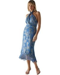 Warehouse - Metallic Chiffon Wrap Front Midi Dress - Lyst