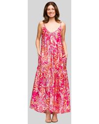 24seven Comfort Apparel - Print Lightweight Spaghetti Strap Pocket Maxi Dress - Lyst