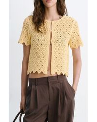 Mango - Openwork Crochet Knit Top - Lyst