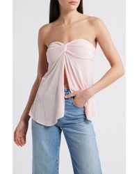 Free People - Call Me Later Split Front Strapless Top - Lyst