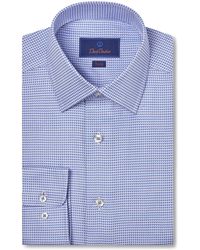 David Donahue - Trim Fit Geometric Pattern Twill Dress Shirt - Lyst