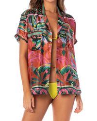 Maaji - Flame Palms Moon Phase Cover-up Button-up Shirt - Lyst