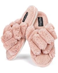 Memoi - Double Cross Plush Slipper - Lyst