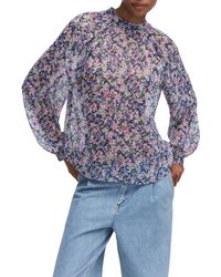 Mango - Floral Print Puff Sleeve Shirt - Lyst